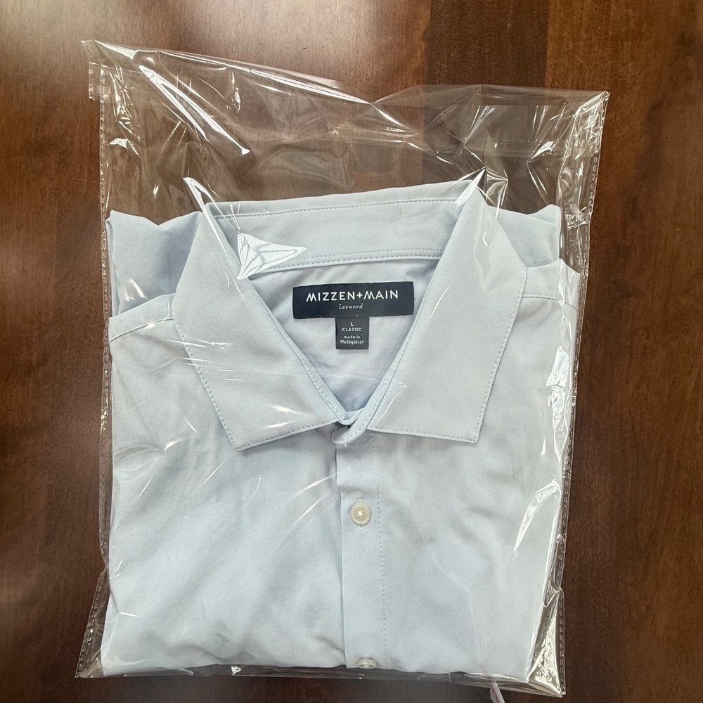 Mizzen+Main Leeward Mens L Classic Fit Light Blue Button Down Performanc Stretch - Picture 9 of 10